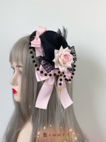 Lolita Small Hat Gothic Dark Wine Red Rose Retro Hair Accessories