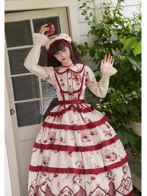 Sweet Heavy Embroidery Print Big Swing Lolita Dress