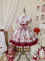 Strawberry Sweet Lolita Dress OP Cute Sweet Cake Skirt