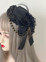 Lolita Small Hat Gothic Dark Wine Red Rose Retro Hair Accessories