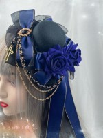 Lolita Dark Red Rose Gothic Cross Small Hat Headdress