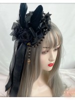 Gothic Lolita Party Hat with Red Rose Clip