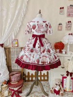 Strawberry Sweet Lolita Dress OP Cute Sweet Cake Skirt