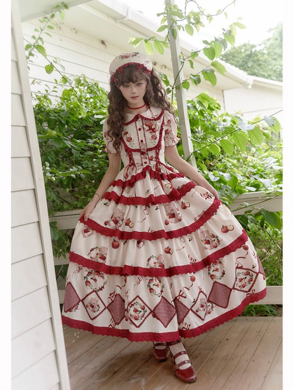 Sweet Heavy Embroidery Print Big Swing Lolita Dress