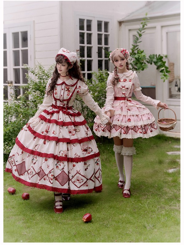 Sweet Embroidery Print Short Lolita Dress