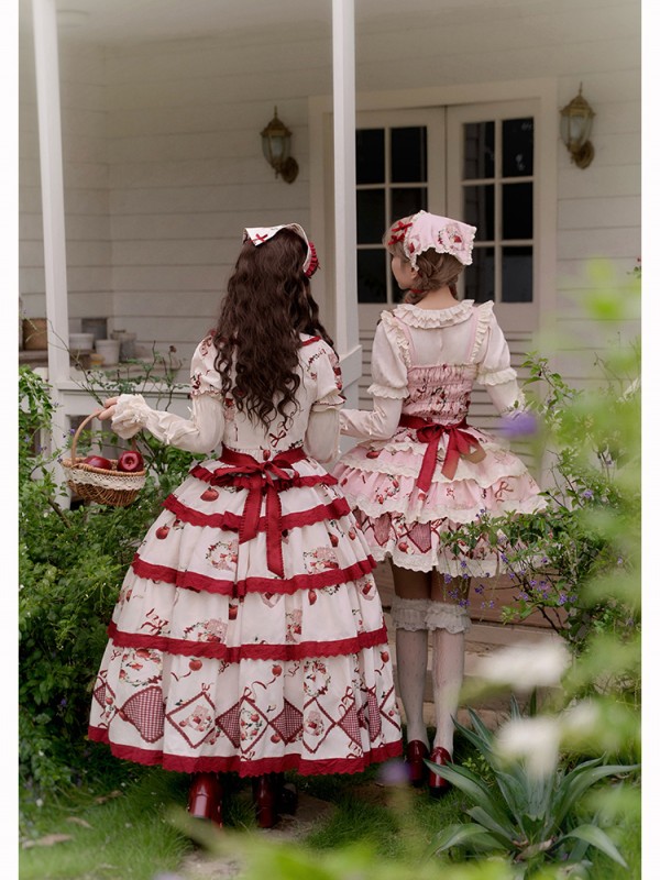 Sweet Embroidery Print Short Lolita Dress