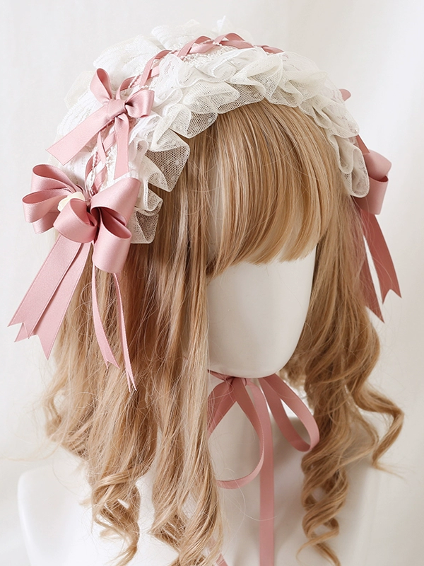 Pink Sweet Lolita Lace Bow Headband