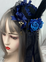 Gothic Lolita Party Hat with Red Rose Clip