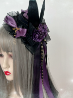 Gothic Lolita Party Hat with Red Rose Clip