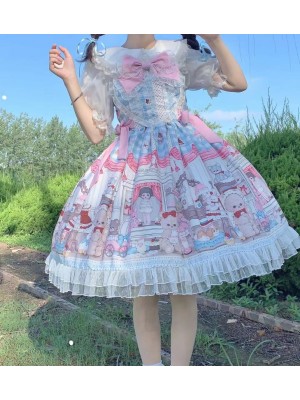 Blue Sweet Lolita Dress Dessert Doll JSK Suspender Dress