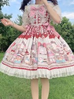 Red Sweet Lolita Dress Dessert Doll JSK Suspender Dress