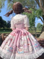 Pink Sweet Lolita Dress Dessert Doll JSK Suspender Dress