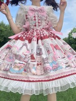 Red Sweet Lolita Dress Dessert Doll JSK Suspender Dress