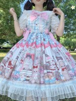 Blue Sweet Lolita Dress Dessert Doll JSK Suspender Dress