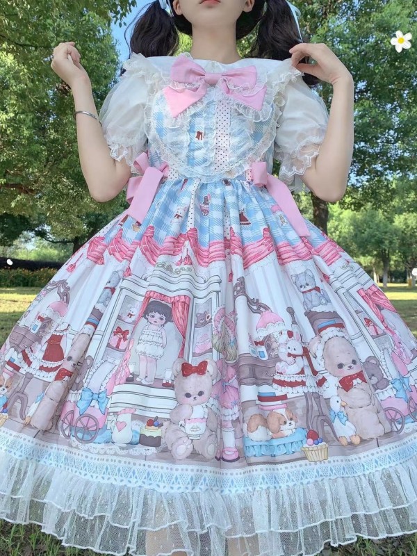 Blue Sweet Lolita Dress Dessert Doll JSK Suspender Dress