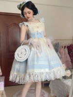 Blue Sweet Lolita JSK Gradient Ballet Style Suspender Skirt