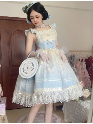 Blue Sweet Lolita JSK Gradient Ballet Style Suspender Skirt