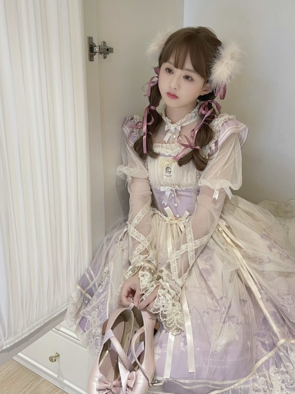 Purple Sweet Lolita JSK Tutu Skirt Suspenders Skirt