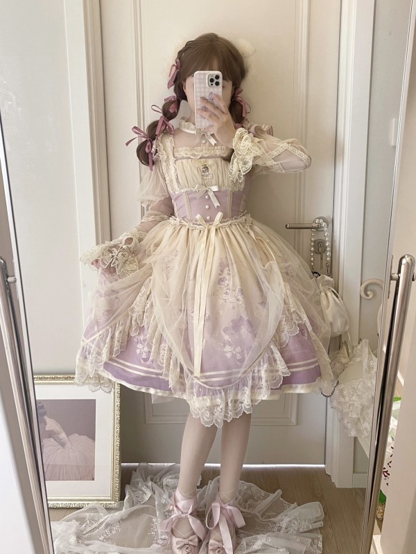 Purple Sweet Lolita JSK Tutu Skirt Suspenders Skirt