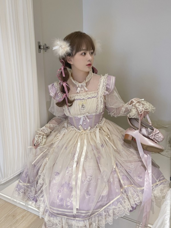 Purple Sweet Lolita JSK Tutu Skirt Suspenders Skirt