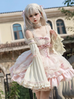 Pink Sweet Lolita JSK Tutu Skirt Suspenders Skirt