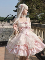 Pink Sweet Lolita JSK Tutu Skirt Suspenders Skirt