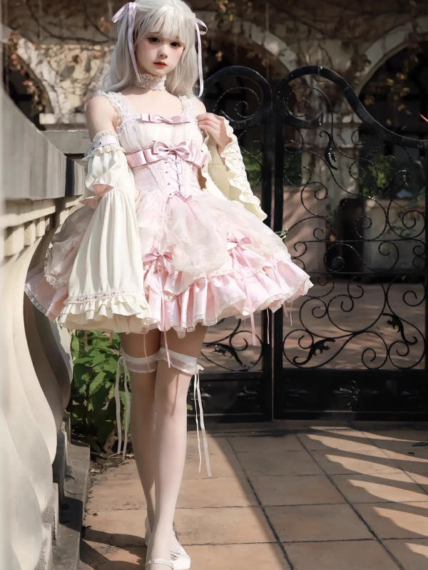 Pink Sweet Lolita JSK Tutu Skirt Suspenders Skirt