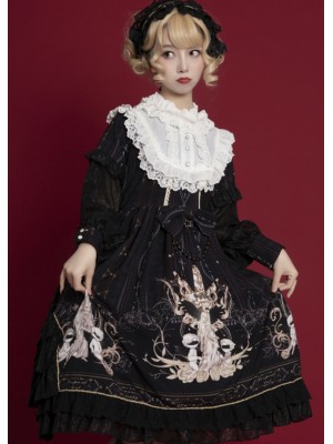 Sweet Lolita OP Long-sleeved Printed Elegant Dress