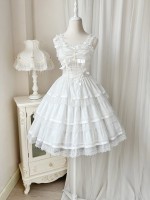 Fairy-like Elegant and Cute Girly Light Bride Lolita Suspenders Dress