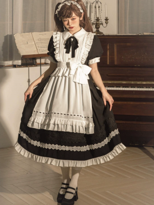 Gentle French Elegant Lolita Cute Short Sleeve Maid Dress