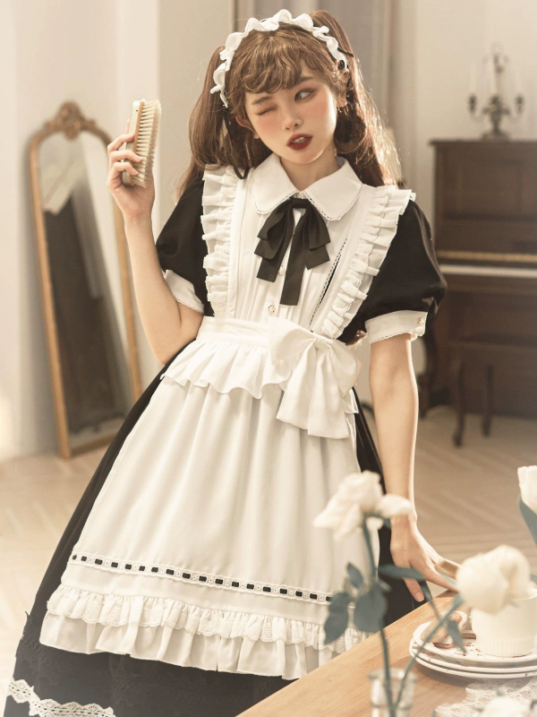 Gentle French Elegant Lolita Cute Short Sleeve Maid Dress