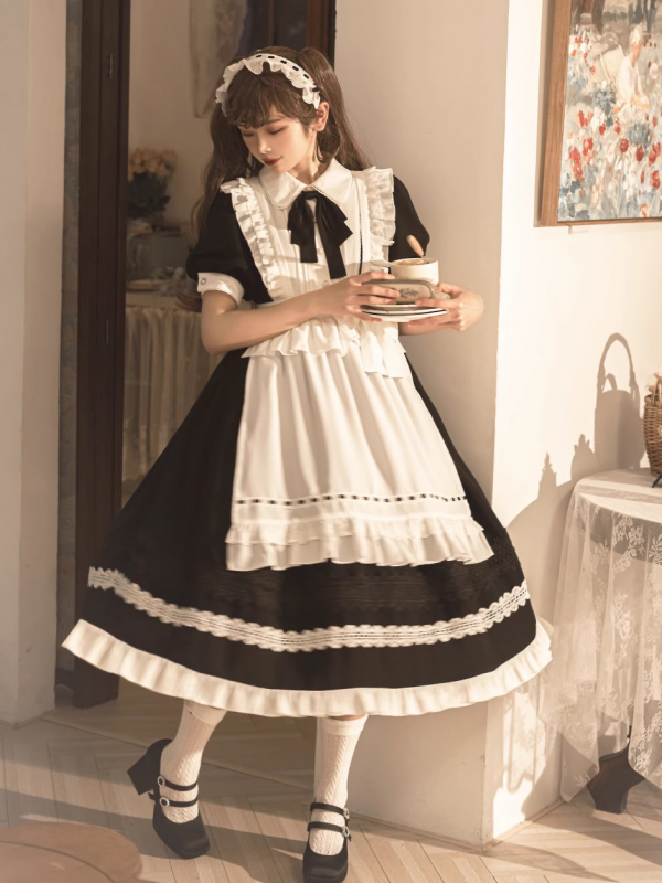 Gentle French Elegant Lolita Cute Short Sleeve Maid Dress