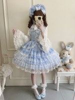 Sweet Blue Lolita Dress JSK Suspender Dress Tutu Skirt