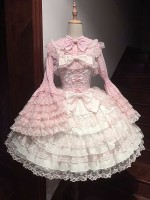 Sweet Pink White Lolita Dress JSK Suspender Dress Tutu Skirt