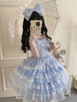 Sweet Blue Lolita Dress JSK Suspender Dress Tutu Skirt