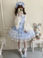 Sweet Blue Lolita Dress JSK Suspender Dress Tutu Skirt