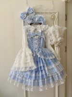 Sweet Blue Lolita Dress JSK Suspender Dress Tutu Skirt