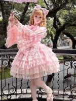 Sweet Pink Lolita Dress JSK Suspender Dress Tutu Skirt