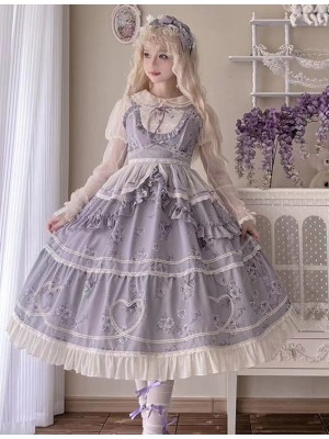 Purple Sweet and Elegant Printed Lolita JSK Suspender Dress