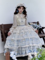 Sweet Pastoral Print Embroidery Four-section j Lolita JSK Suspender Dress