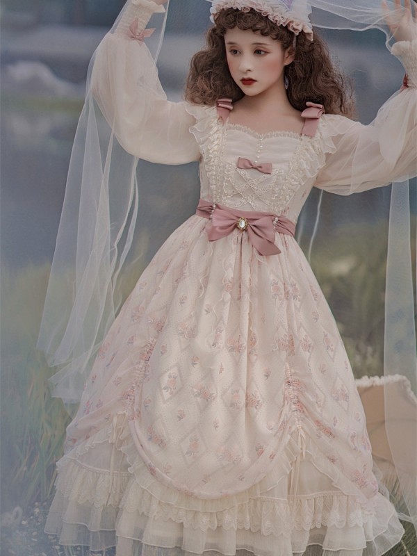 Sweet and Elegant Printed OP Lolita Dress