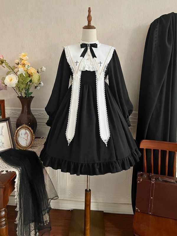 Halloween Gothic Dark Classic Elegant Nun Lolita Dress