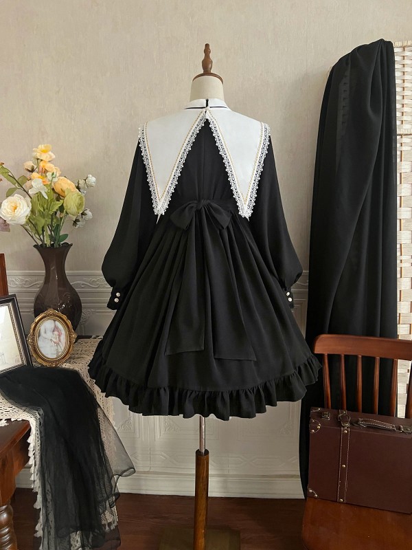 Halloween Gothic Dark Classic Elegant Nun Lolita Dress