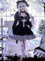 Halloween Gothic Dark Thick Velvet Fake Two-piece OP Lolita Dress