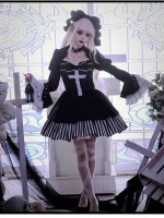 Halloween Gothic Dark Thick Velvet Fake Two-piece OP Lolita Dress