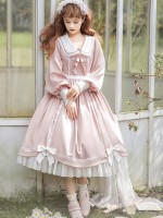 Sweet Floating Moon Love Letter Lolita Dress Bunny Ears Princess Long Sleeve OP Dress