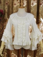 Huanyu Youji Lolita Bride Shirt Lace Sleeve Round Neck Shirt Blouse