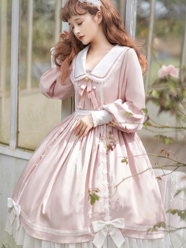 Sweet Floating Moon Love Letter Lolita Dress Bunny Ears Princess Long Sleeve OP Dress