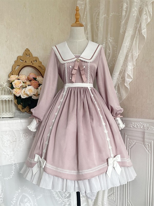 Sweet Floating Moon Love Letter Lolita Dress Bunny Ears Princess Long Sleeve OP Dress