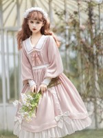 Sweet Floating Moon Love Letter Lolita Dress Bunny Ears Princess Long Sleeve OP Dress